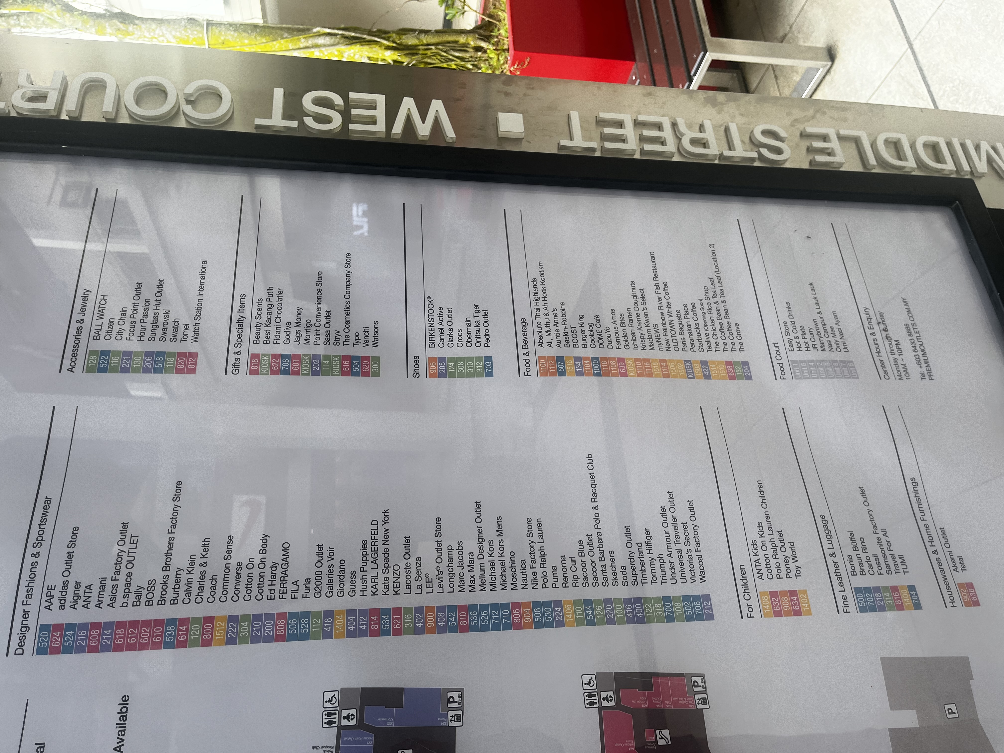 Genting Highlands Premium Outlets Directory List