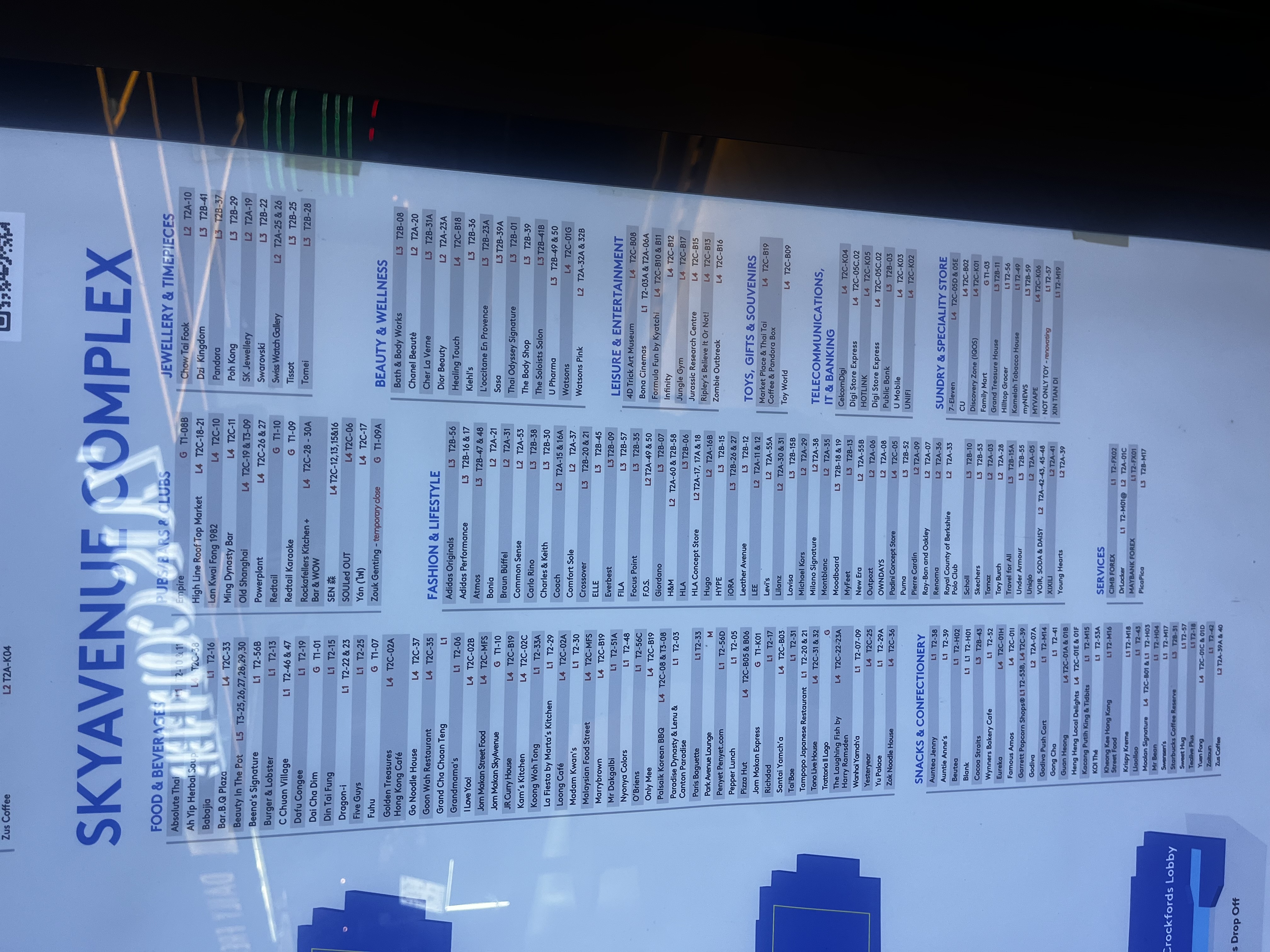 Genting SkyAvenue Complex's Directory