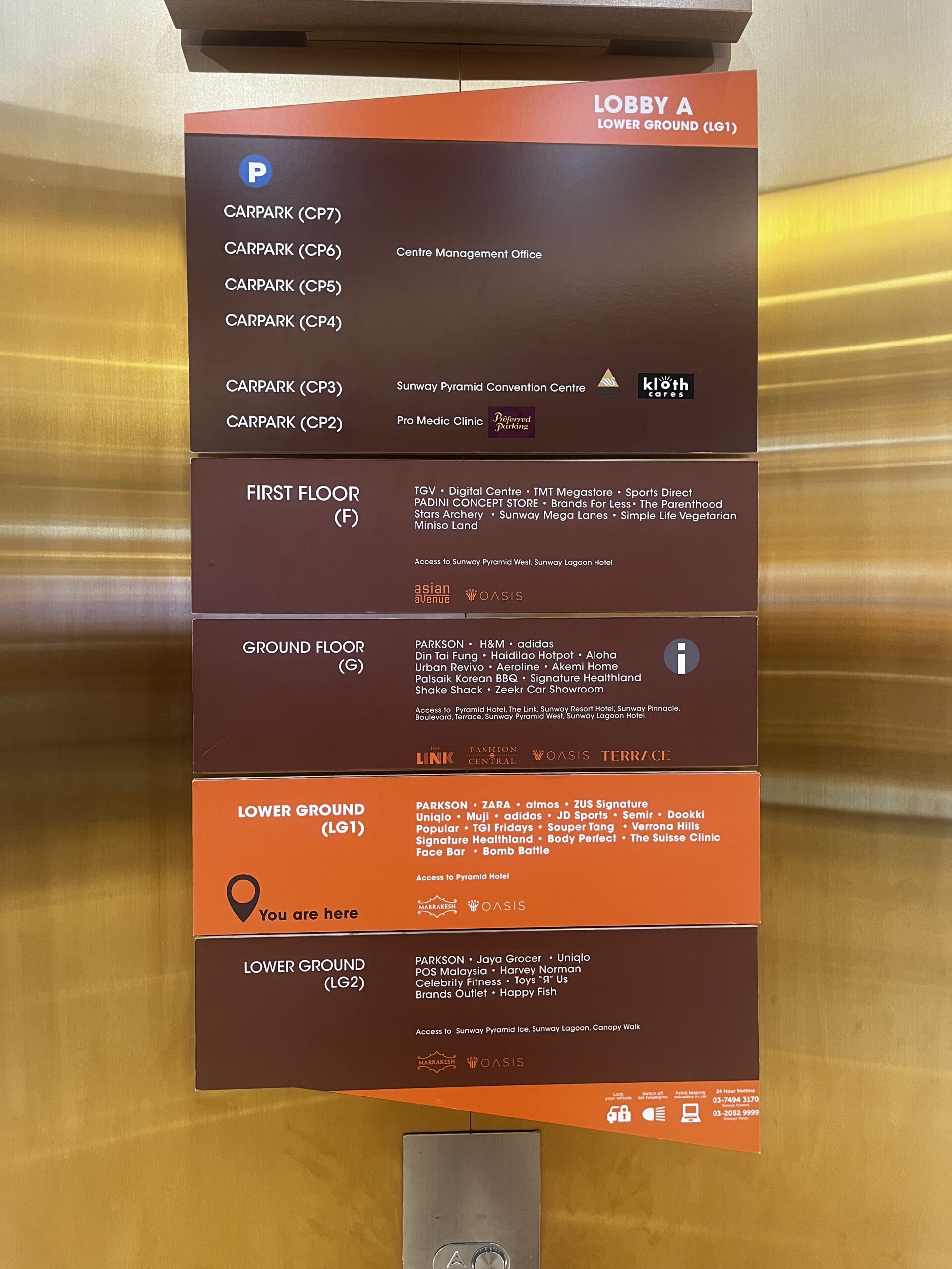Sunway Pyramid's floor directory